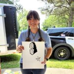 Amy with Quinten's art